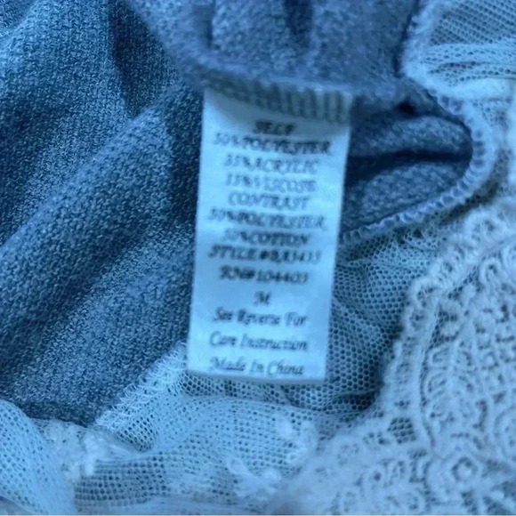 Altar’d State gray waffle knit pullover with lace trim waistline - Picture 4 of 7